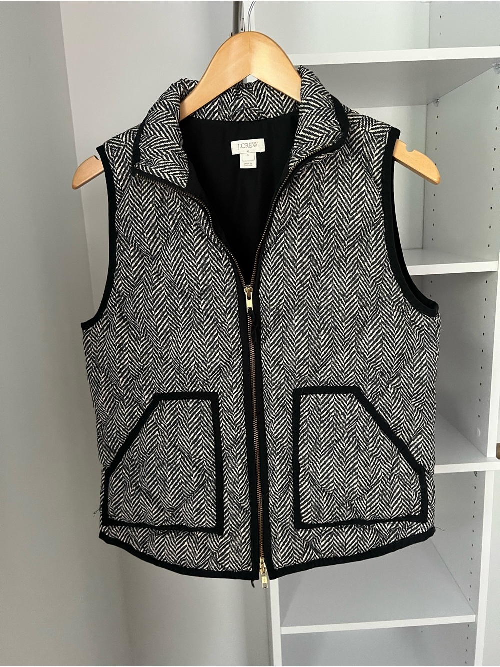 J. Crew Herringbone Zip Vest
